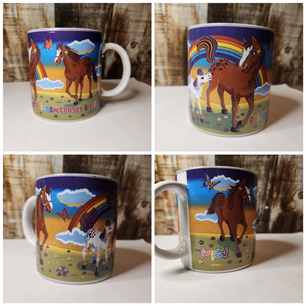 Lisa Frank Rainbow Chaser & Lollipop Mug Vintage 80s 90s Colorful Horse Pony Cup